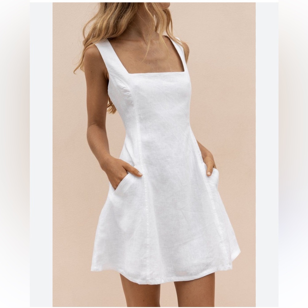 New DISSH Willow linen open back dress white Posse